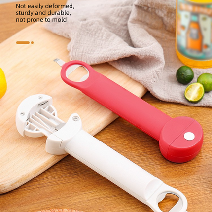 White Multi-Functional Adjustable Can and Bottle Opener - Heavy Duty Jar Opener for Seniors, Women, and Weak Hands - Easy Grip Kitchen Gadget for Jars, Bottles, and Cans