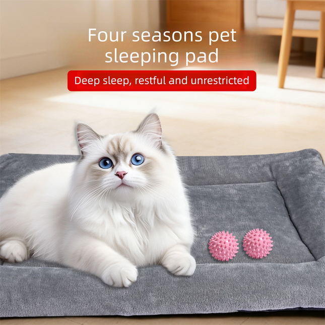 Grey M size Plush Flannel Pet Bed with Removable Sponge – product detail