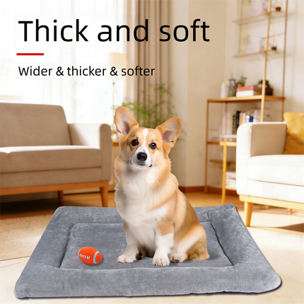 Grey M size Plush Flannel Pet Bed with Removable Sponge - Waterproof, Extra Wide & Thickened, Soft Four Seasons Pet Sleeping Mat for Dogs and Cats