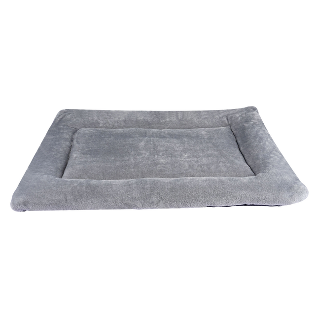 Grey L size Plush Flannel Pet Bed with Removable Sponge