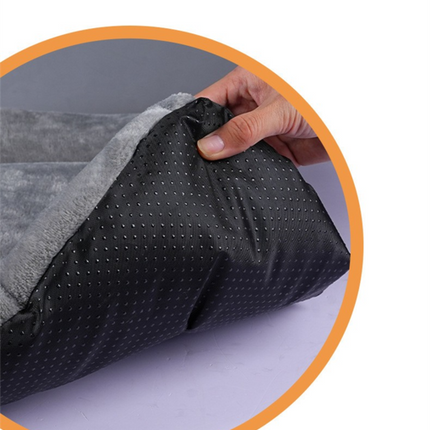 Grey L size Plush Flannel Pet Bed with Removable Sponge - Waterproof, Extra Wide & Thickened, Soft Four Seasons Pet Sleeping Mat for Dogs and Cats