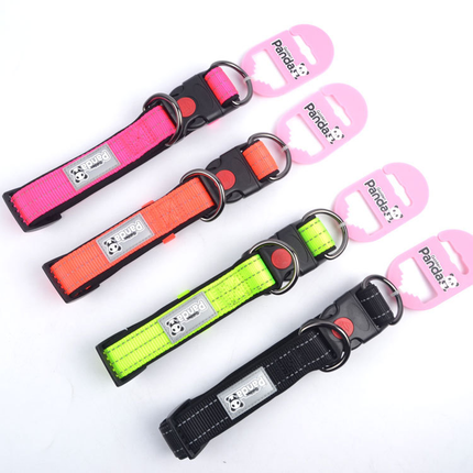 Pink L size Vibrant Reflective Dog Collar and Leash Set - Adjustable Nylon Pet Harness with Comfortable Padding