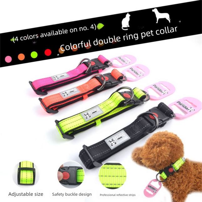 Black M size Vibrant Reflective Dog Collar and Leash Set – product detail