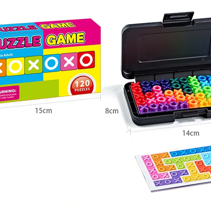 Black Rectangular Smart XO Puzzle — A portable logic game suitable , featuring numerous levels and crafted from ABS material.