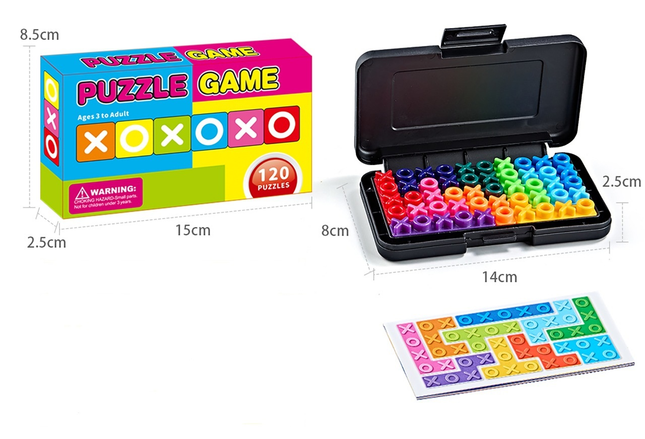 Black Rectangular Smart XO Puzzle A portable logic game suitable featuring numerous levels and crafted from