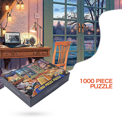 2 PCS 1000 Piece Jigsaw Puzzle for Adults - Animal & Landscape Art Design, Stress Relief Brain Game - Premium Quality Paper Puzzle for Teens Adults Ages 14+ 【home+lake】