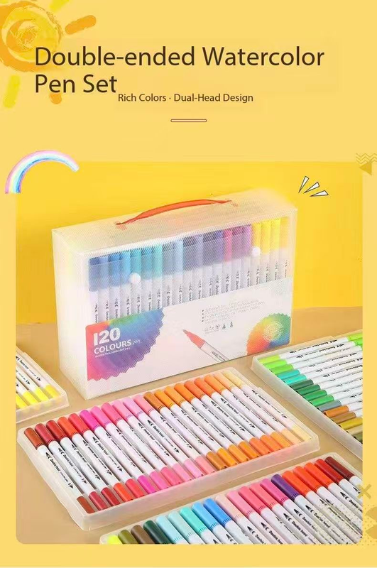 Black 60 COLOURS Dual-Tip Watercolor Marker Set – product detail