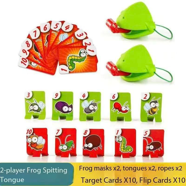 2 Player Frog Tongue Game Lizard Mask Card Battle Family Board Game Parent-Child Interactive Party