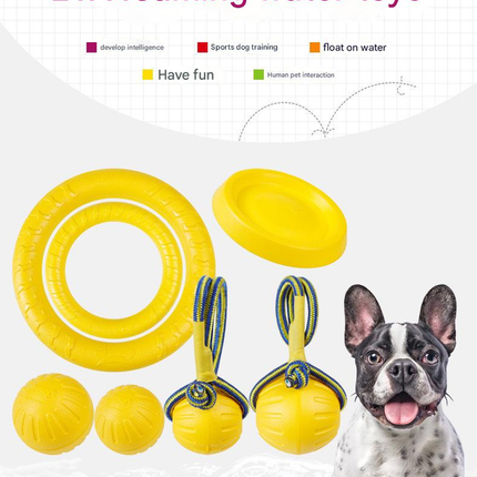 3-Piece Small Dog EVA Floating Dog Ring Toy Set – Interactive Tug-of-War Ring and Water Frisbee, durable chew and teething toy, suitable for training, teeth cleaning, and outdoor play, lightweight floating design