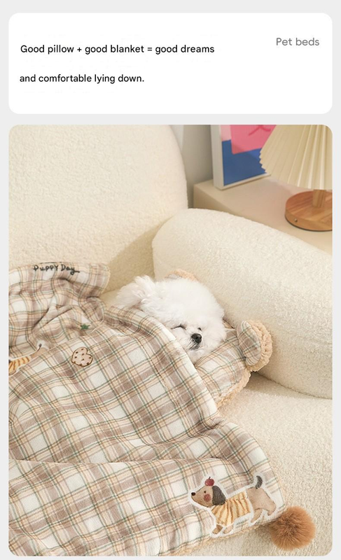 L size 2-Piece Plaid Apple Pet Blanket and Pillow – product detail