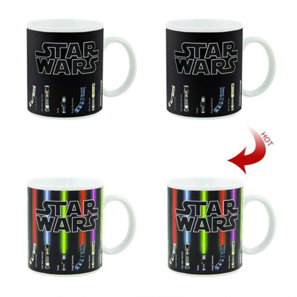 Black  Star Wars Lightsaber Heat Changing Mug - Magic Color Reveal Ceramic Coffee Cup, 330ml Heat Sensitive Thermochromic Mug, Novelty Gift for Sci-Fi Fans