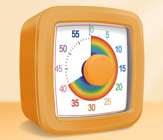 Orange Visual timer for kitchen a 60-minute rainbow countdown timer silent operation suitable for