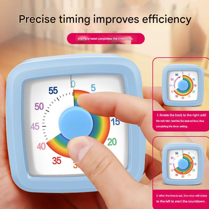 Orange Visual timer for kitchen – a 60-minute rainbow countdown timer, silent operation, suitable for cooking, studying, and everyday tasks. Battery powered (batteries not included), made of ABS plastic