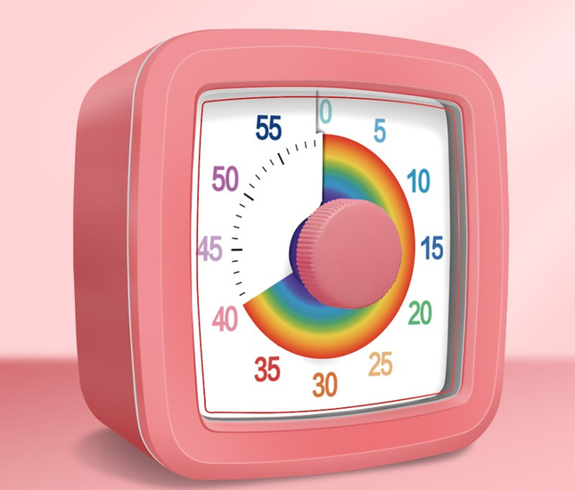Pink Visual timer for kitchen a 60-minute rainbow countdown timer silent operation suitable for