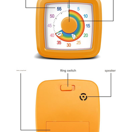 Green Visual timer for kitchen – a 60-minute rainbow countdown timer, silent operation, suitable for cooking, studying, and everyday tasks. Battery powered (batteries not included), made of ABS plastic