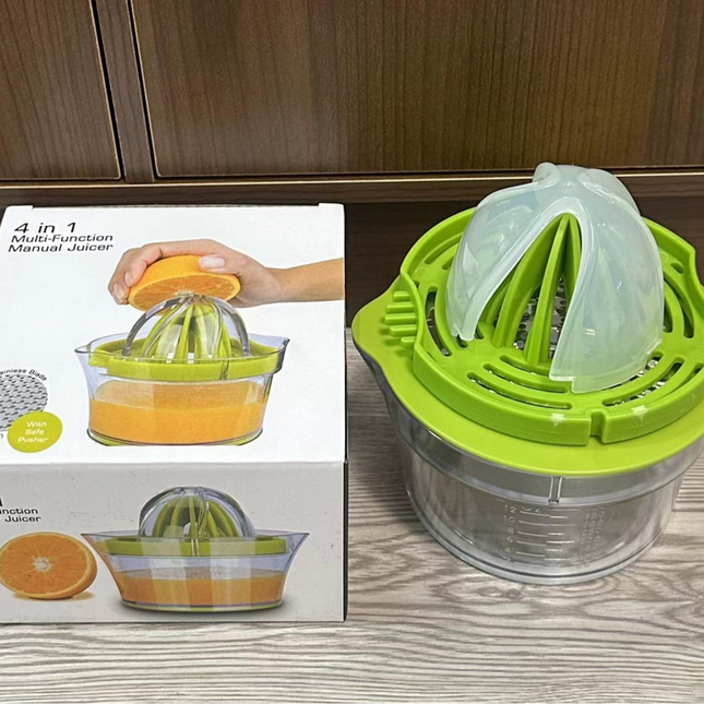 4-in-1 Manual Citrus Juicer with Grater and Egg Separator -Free Multi-Function Hand Press Lemon Orange