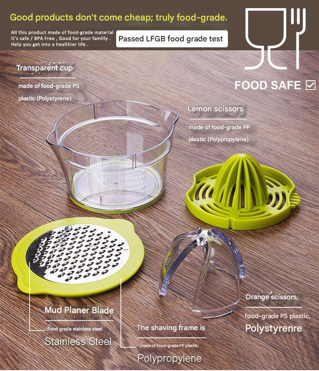 4-in-1 Manual Citrus Juicer with Grater and Egg Separator -Free Multi-Function Hand Press Lemon Orange – product detail