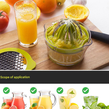 4-in-1 Manual Citrus Juicer with Grater and Egg Separator -Free Multi-Function Hand Press Lemon Orange Squeezer - Kitchen Gadget for Fresh Juice, Zest, and Cooking Prep