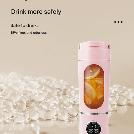 Blue 3.7V Portable Blender 700ml Wireless Juicer Cup - 12 Blade USB Rechargeable Smoothie Maker with LED Display - Personal Fruit Mixer with Safety Lock - BPA Free Travel Blender for Home Office Outdoor
