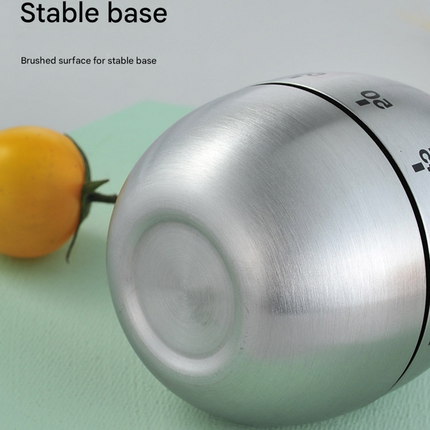 Apple Shape Stainless Steel Kitchen Timer Mechanical Cooking Timer -  Wind-Up 60 Minute Countdown Timer - Loud Ring 72dB Baking Tool with Non-Slip Base - Battery-Free Analog Timer for Home Office