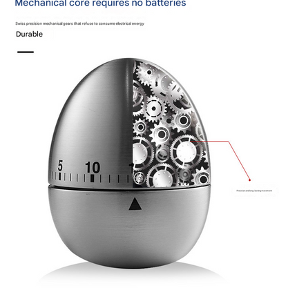 Apple Shape Stainless Steel Kitchen Timer Mechanical Cooking Timer -  Wind-Up 60 Minute Countdown Timer - Loud Ring 72dB Baking Tool with Non-Slip Base - Battery-Free Analog Timer for Home Office