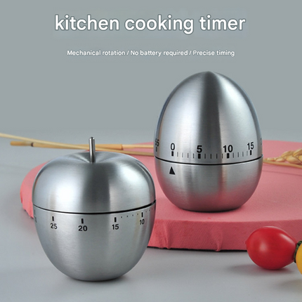 2-piece Apple and Egg Shape Stainless Steel Kitchen Timer Mechanical Cooking – design and finish