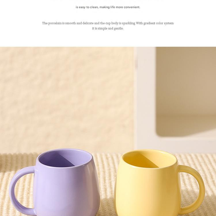 Pink Premium Macaron Ceramic Coffee Mug Set - 500ml Large Capacity Belly Cup with Underglaze Finish, Minimalist Nordic Style Porcelain Mug for Coffee, Tea, Milk and Oatmeal