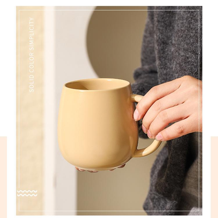 Green Premium Macaron Ceramic Coffee Mug Set - 500ml Large Capacity Belly Cup with Underglaze Finish, Minimalist Nordic Style Porcelain Mug for Coffee, Tea, Milk and Oatmeal