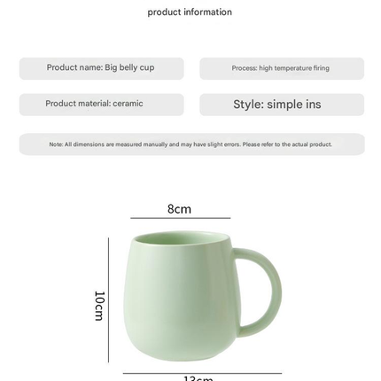 Yellow Premium Macaron Ceramic Coffee Mug Set - 500ml Large Capacity Belly Cup with Underglaze Finish, Minimalist Nordic Style Porcelain Mug for Coffee, Tea, Milk and Oatmeal