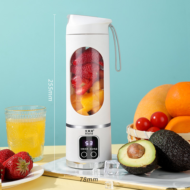White 7.4V Portable Blender Smoothie Maker 450ml Wireless Rechargeable Juicer Cup with 12-Blade
