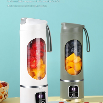 Purple 7.4V Portable Blender Smoothie Maker 450ml Wireless Rechargeable Juicer Cup with 12-Blade Stainless Steel Cutter, LED Digital Display, USB Charging Personal Blender for Travel Gym Office Home