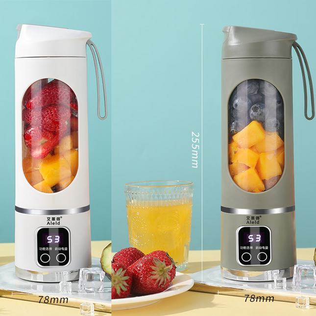 2-piece White and Green 7.4V Portable Blender Smoothie Maker 450ml Wireless Rechargeable Juicer Cup
