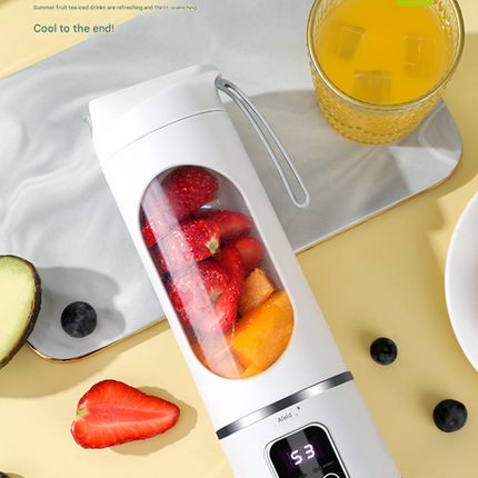 2-piece White and Green 7.4V Portable Blender Smoothie Maker 450ml Wireless Rechargeable Juicer Cup with 12-Blade Stainless Steel Cutter, LED Digital Display, USB Charging Personal Blender for Travel Gym Office Home