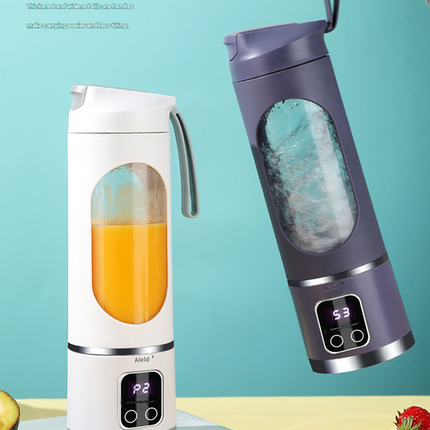 2-piece White and Green 7.4V Portable Blender Smoothie Maker 450ml Wireless Rechargeable Juicer Cup with 12-Blade Stainless Steel Cutter, LED Digital Display, USB Charging Personal Blender for Travel Gym Office Home