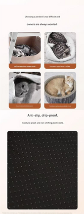 Brown  M size Cat Tunnel Bed House 4-Season Universal Removable Washable U-Shaped Cat Cave with Multi-Entrance, Plush Hideaway Pet Nest with Detachable Mat for Indoor Cats, Non-Slip Bottom, Multi-Cat Friendly