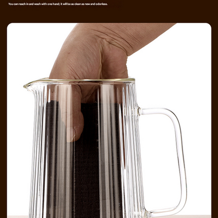 350ML Double Wall Glass French Press Coffee Maker - Borosilicate Glass Coffee Plunger with 304 Stainless Steel Filter, Heat Resistant Vertical Ribbed Design for Home Brewing