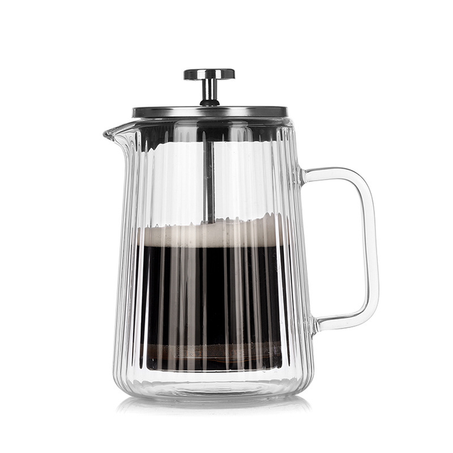 650ML Double Wall Glass French Press Coffee V888-ELOSUNG50339 in Stainless Steel