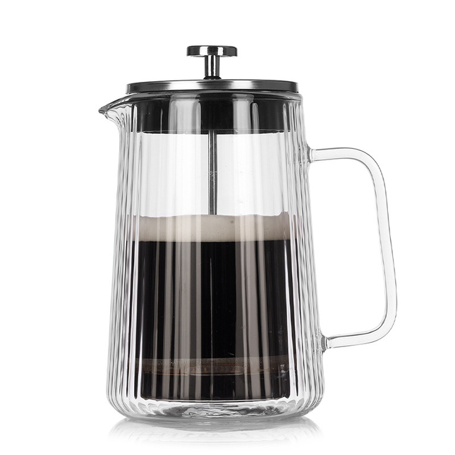 1000ML Double Wall Glass French Press Coffee V888-ELOSUNG50340 in Stainless Steel