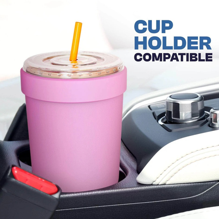 2-piece Black and Pink 30oz Stainless Steel Tumbler with Universal Cup Insulator - Double Wall Vacuum Insulated Coffee Cup, Cup Holder Friendly, Keeps Drinks Cold for 12 Hours