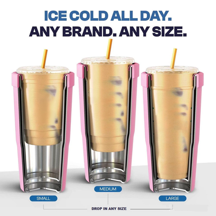 2-piece Pink-orange and Blue-black 30oz Stainless Steel Tumbler with Universal Cup Insulator - Double Wall Vacuum Insulated Coffee Cup, Cup Holder Friendly, Keeps Drinks Cold for 12 Hours
