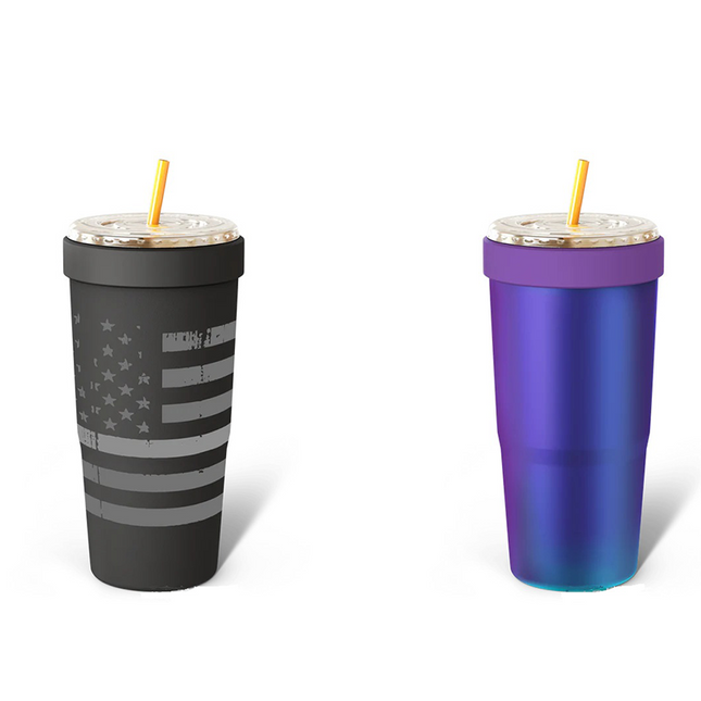 2-piece Grey and Blue 30oz Stainless Steel Tumbler with Universal Cup V888-ELOSUNG50346 in Blue, Grey