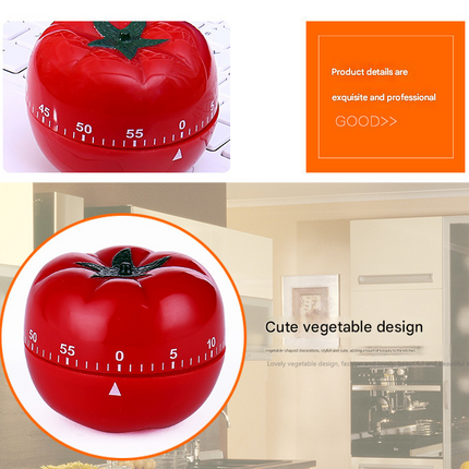 Small Size Tomato-shaped alarm Kitchen Timer - 60 Minute Mechanical Countdown Timer with Loud Alarm, Cute Vegetable Design, No Battery Required - Perfect for Cooking, Baking & Time Management