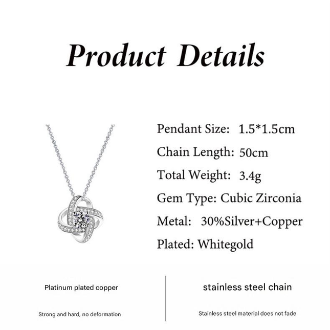 silvery white Necklace Rose Box Set Eternal Star Three-Leaf Clover Necklace – product detail