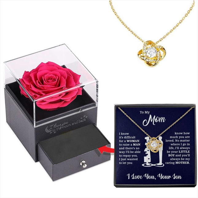 Gold-colored Necklace Rose Box Set Eternal Star Three-Leaf Clover Necklace