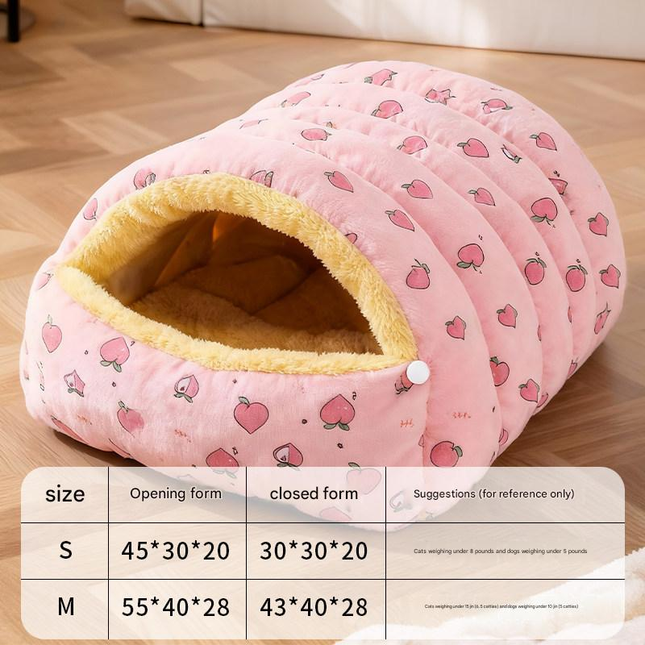 S size Pink Plaid Cat Cave Bed Winter Warm Enclosed Pet House Cozy Cat Sleeping V888-ELOSUNG50371