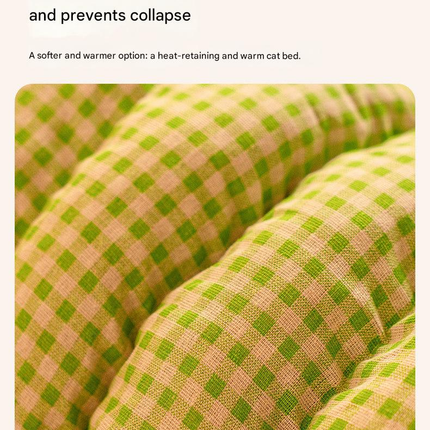 M size Pink Plaid Cat Cave Bed Winter Warm Enclosed Pet House Cozy Cat Sleeping Bag Semi-Enclosed Cat Nest Small Dog Bed PP Cotton Filling Washable Pet Supplies