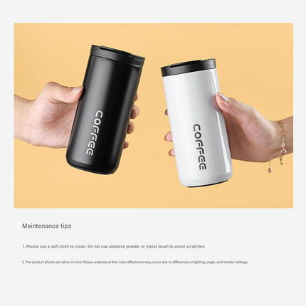 White Stainless Steel Coffee Mug 500ml Vacuum Insulated Travel Cup 8 Hours Heat Retention Leak-Proof Lid 304 Food-Grade Steel Portable Office Car Tumbler Reusable Gift Cup