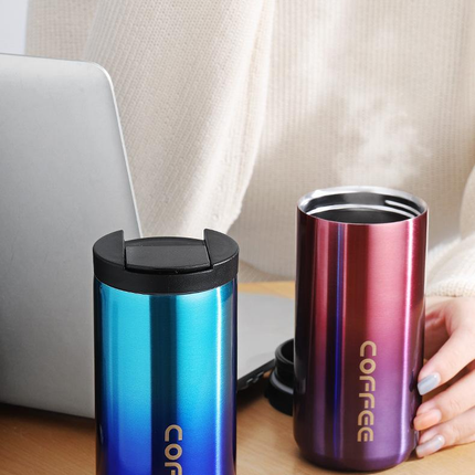 Black Stainless Steel Coffee Mug 500ml Vacuum Insulated Travel Cup 8 Hours Heat Retention Leak-Proof Lid 304 Food-Grade Steel Portable Office Car Tumbler Reusable Gift Cup