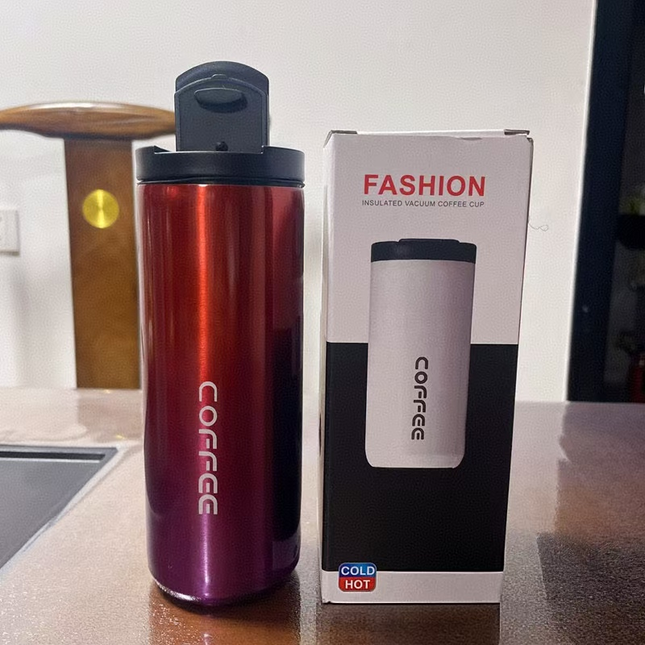 Gradient Red Stainless Steel Coffee Mug 500ml Vacuum Insulated Travel Cup 8 Hours Heat V888-ELOSUNG50378