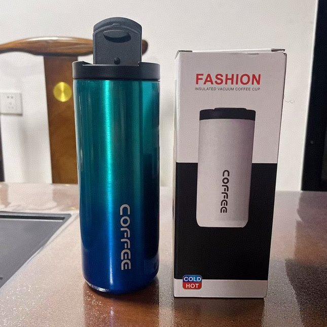 Gradient Blue Stainless Steel Coffee Mug 500ml Vacuum Insulated Travel Cup 8 Hours Heat V888-ELOSUNG50379